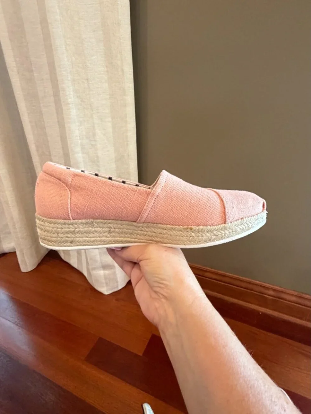 BOBS from Skechers Fairy Duster Wedge Espadrilles Pink Blush Memory Foam Size 11